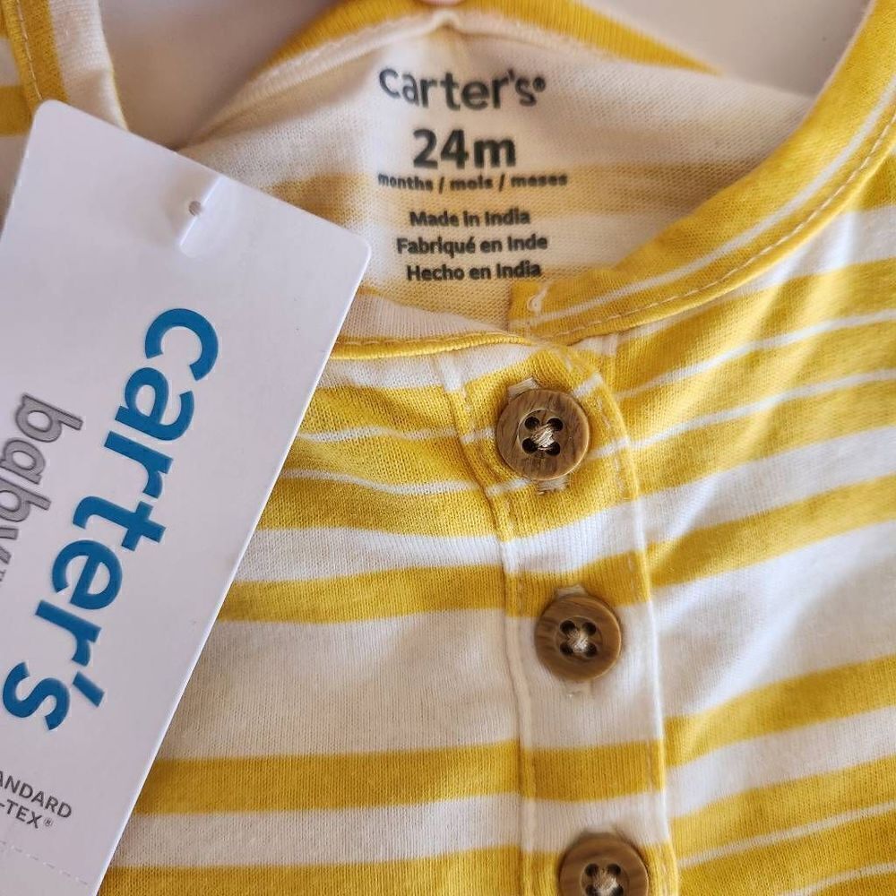 Carter's 24 month 4 piece set New NWT baby girl floral mustard yellow striped - Picture 4 of 7